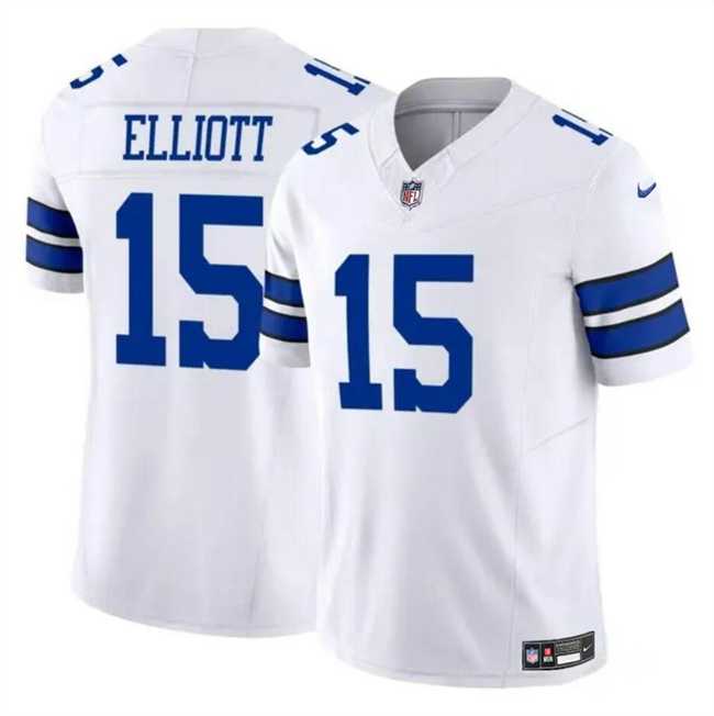 Men & Women & Youth Dallas Cowboys #15 Ezekiel Elliott White 2023 F.U.S.E Vapor Untouchable Limited Stitched Jersey